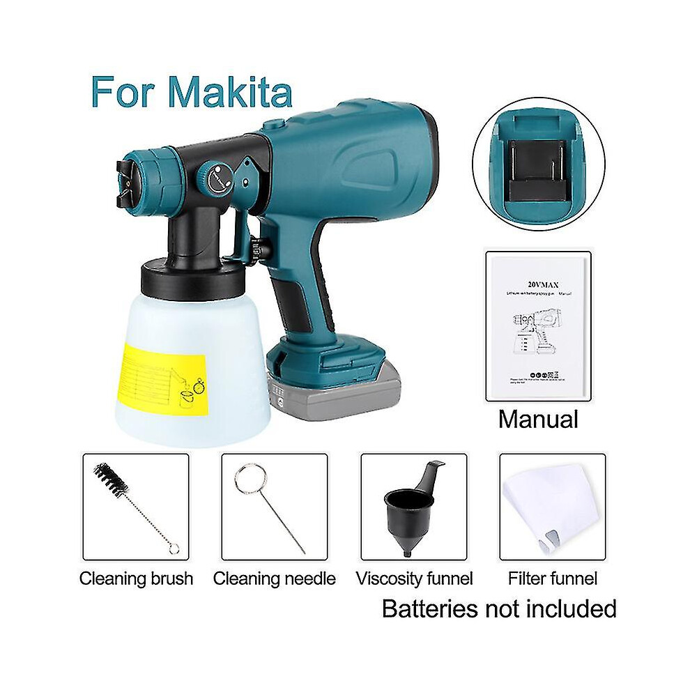 (For Makita) 800Ml Electric Spray Gun For Makita/Dewalt/Milwaukee/ 18V Battery Cordless Paint Sprayer Furniture Steel Coating Airbrush,No Battery 8994439882158