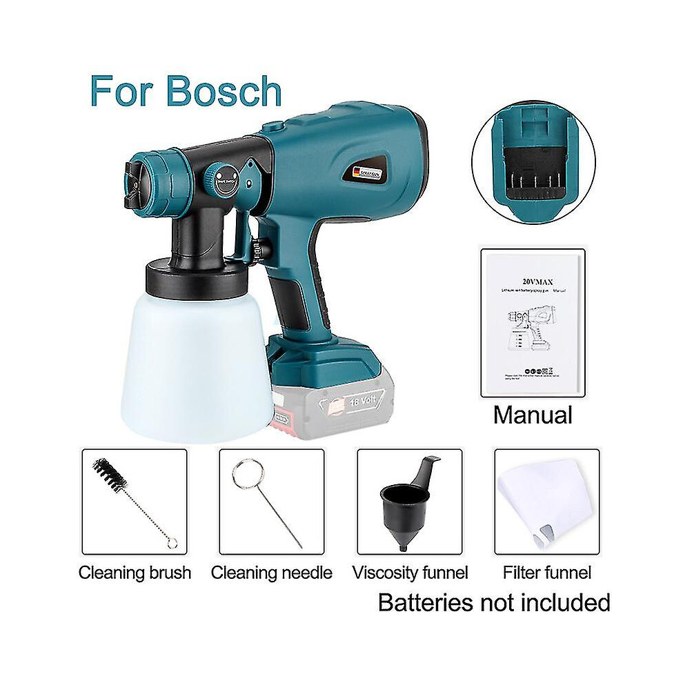 (For Bosch) 800Ml Electric Spray Gun For Makita/Dewalt/Milwaukee/ 18V Battery Cordless Paint Sprayer Furniture Steel Coating Airbrush,No Battery 8994439882172