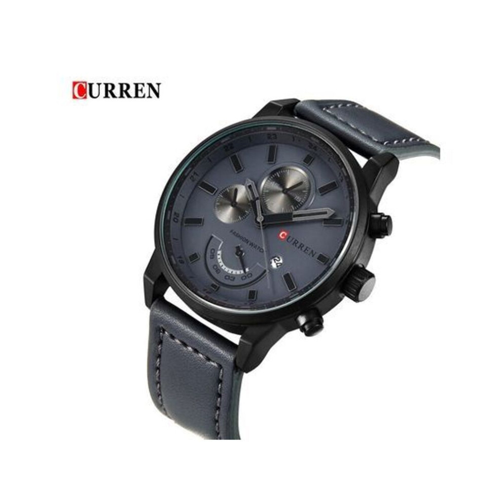 CURREN New Brand Fashion Quartz Men Watch PU Leather W/ Calendar 3ATM Water-resistant Man Casual