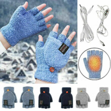 (Dark blue) Winter Electric Rechargeable Mitten Heated Gloves Full