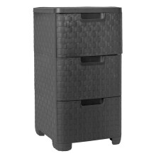 (3 Drawers) Plastic Drawers Storage Tower Unit Rattan Effect