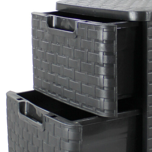 (3 Drawers) Plastic Drawers Storage Tower Unit Rattan Effect 2