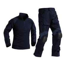 (Blue, S) Men Military Tactical  Uniform Shirt Combat Pants Suit  With Knee Pads Army Clothing  Airsoft Paintball Camouflage Work Clothes