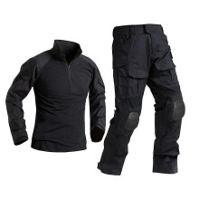 (Black, XL) Men Military Tactical  Uniform Shirt Combat Pants Suit  With Knee Pads Army Clothing  Airsoft Paintball Camouflage Work Clothes