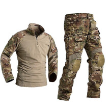 (cp, XXL) Men Military Tactical  Uniform Shirt Combat Pants Suit  With Knee Pads Army Clothing  Airsoft Paintball Camouflage Work Clothes