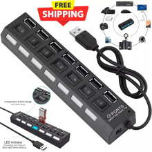 24W Fast Charger Adapter Multiport Socket Hub 7 port USB & 3 Type C UK