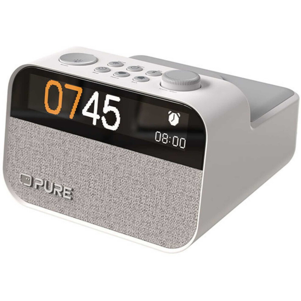 Pure Moment Charge Alarm Clock Radio With Wireless Charging - White