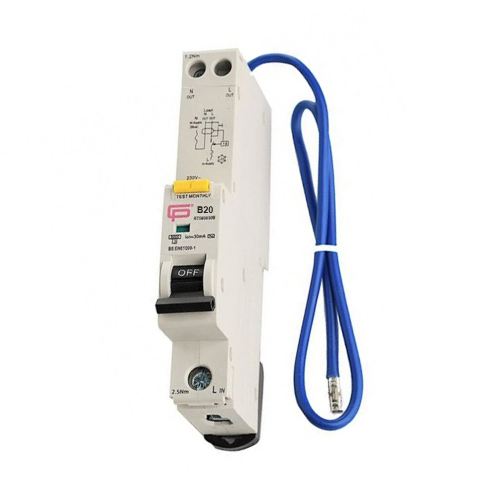 FUSEBOX *TYPE A 20A 30mA RCBO, RTA062030B, B CURVE