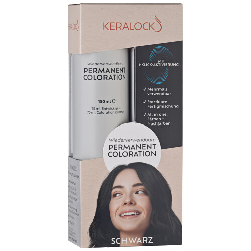(Black) Keralock Permanent Hair Colour- No Premix, Easy Application 150ml
