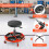 Costway 150 KG Capacity Pneumatic Rolling Mechanic Stool w/Tool Tray-Red 4