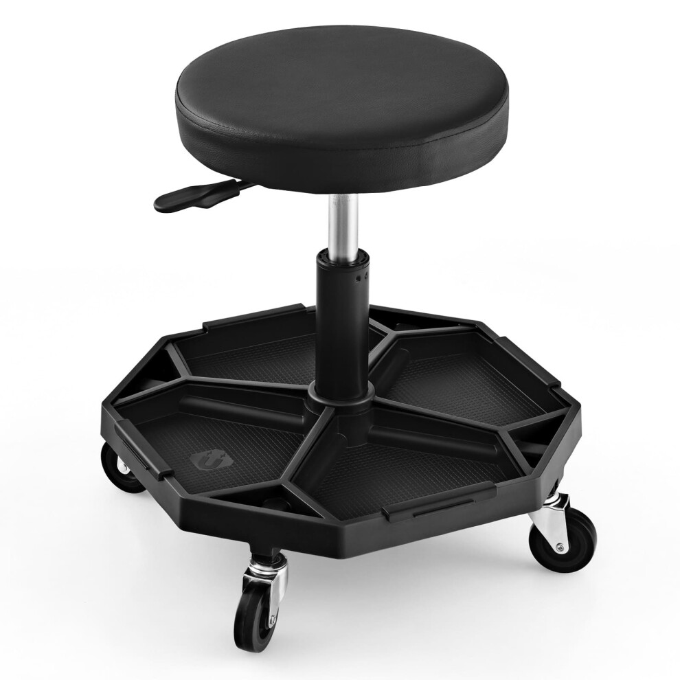 150 KG Capacity Pneumatic Rolling Mechanic Stool w/Tool Tray-Black