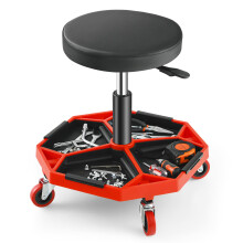 150 KG Capacity Pneumatic Rolling Mechanic Stool w/Tool Tray-Red