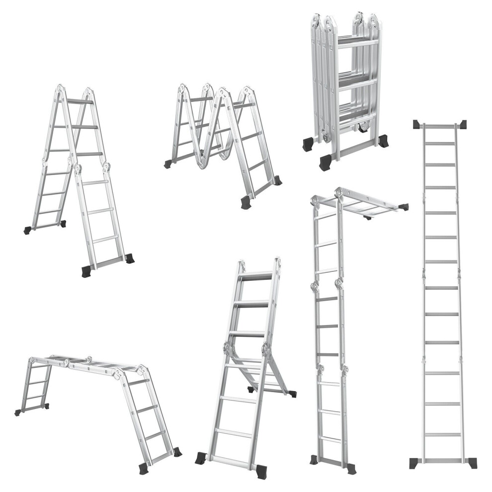 7-in-1 Folding Aluminum Ladder Multi-Purpose Extension Ladder Anti-Skid Pedal