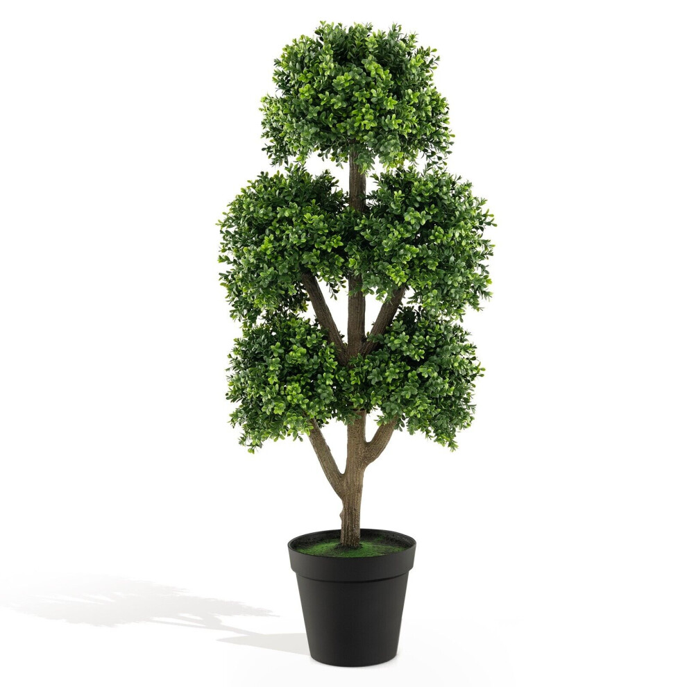 115cm Artificial Boxwood Topiary Ball Tree Fake 5 Ball Topiary Tree Office Decor