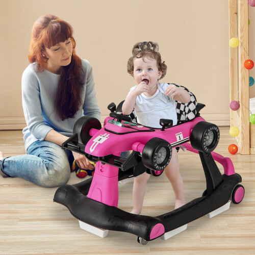 Costway 4-in-1 Baby Walker Foldable Activity Push Walker with Adjustable Height & Speed 2
