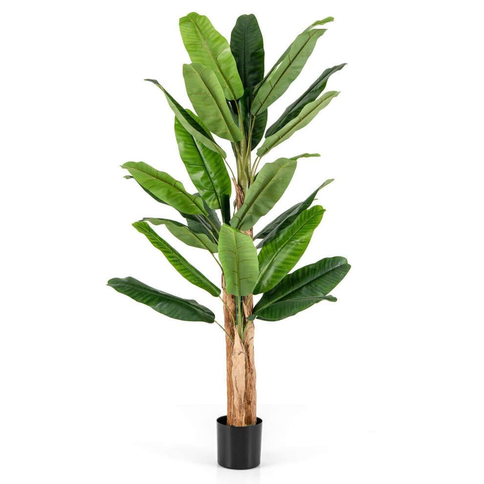 Costway 195Cmtall Artificial Banana Tree Fake Banana Tree With 27 Large Leaves