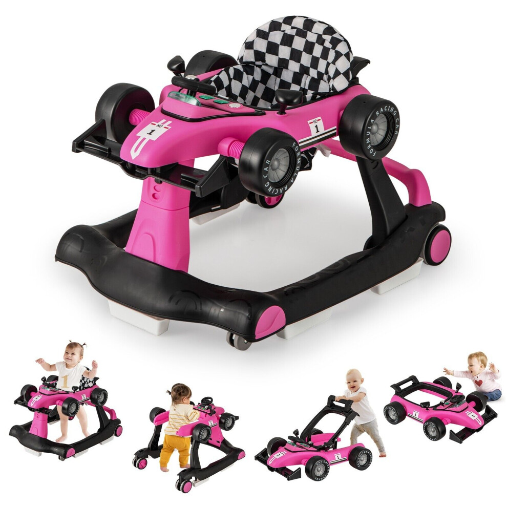 4-in-1 Baby Walker Foldable Activity Push Walker with Adjustable Height & Speed