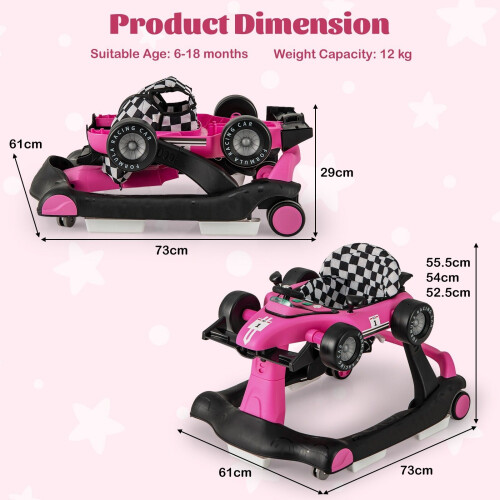 Costway 4-in-1 Baby Walker Foldable Activity Push Walker with Adjustable Height & Speed 1