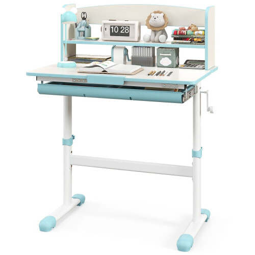 Costway Kids Study Desk Height Adjustable Children Writing Table w/ Tilt Desktop