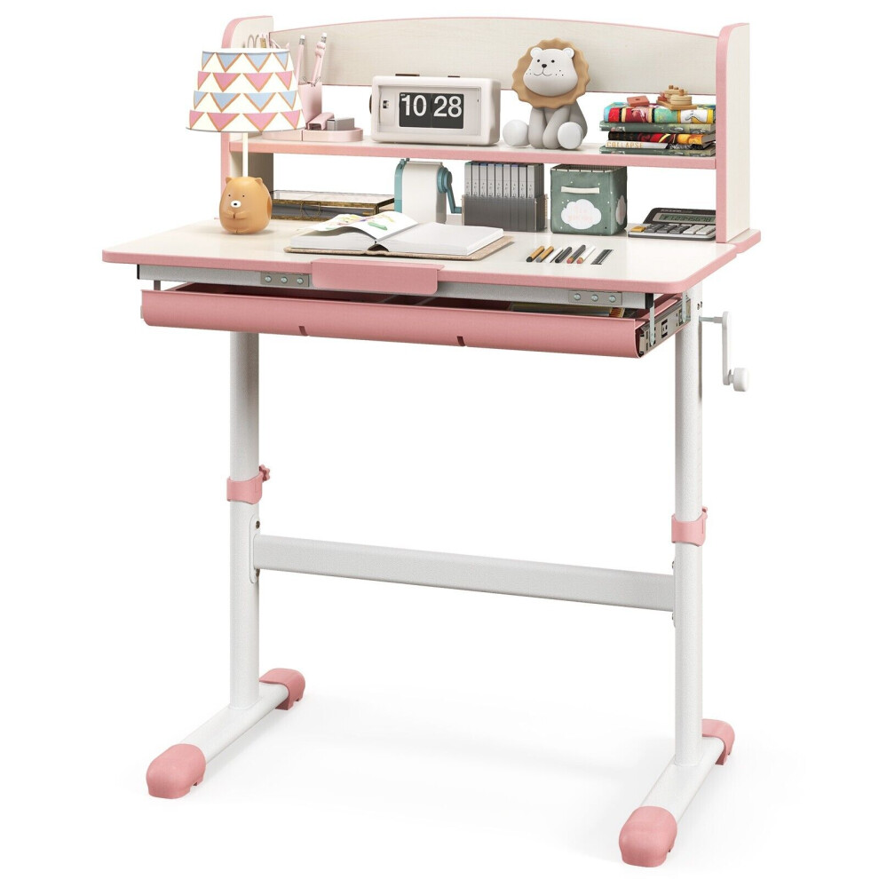 Kids Study Desk Height Adjustable Children Writing Table w/ Tilt Desktop