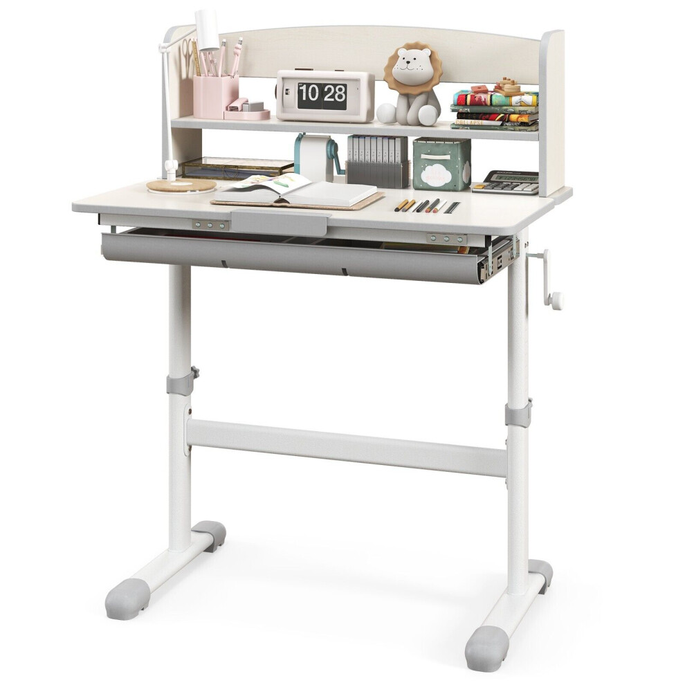 Kids Study Desk Height Adjustable Children Writing Table-Grey