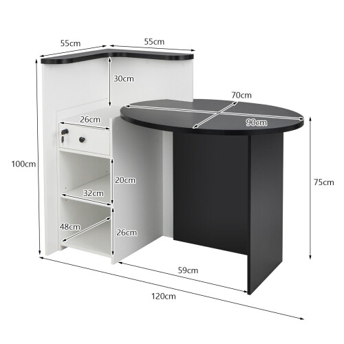 Costway Reception Desk Front Computer Table Space Saving Corner Writing Desk Workstation 1