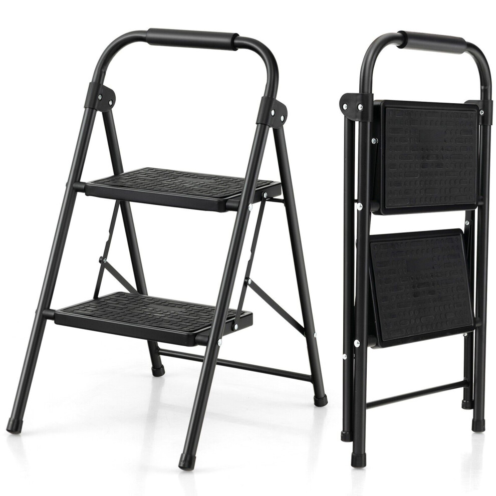 Folding 2 Step Ladder Heavy Duty Safety Anti-Slip Stool Portable Step Stool