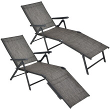 2Pcs Patio Foldable Chaise Lounge Chair Outdoor Portable Reclining Chair