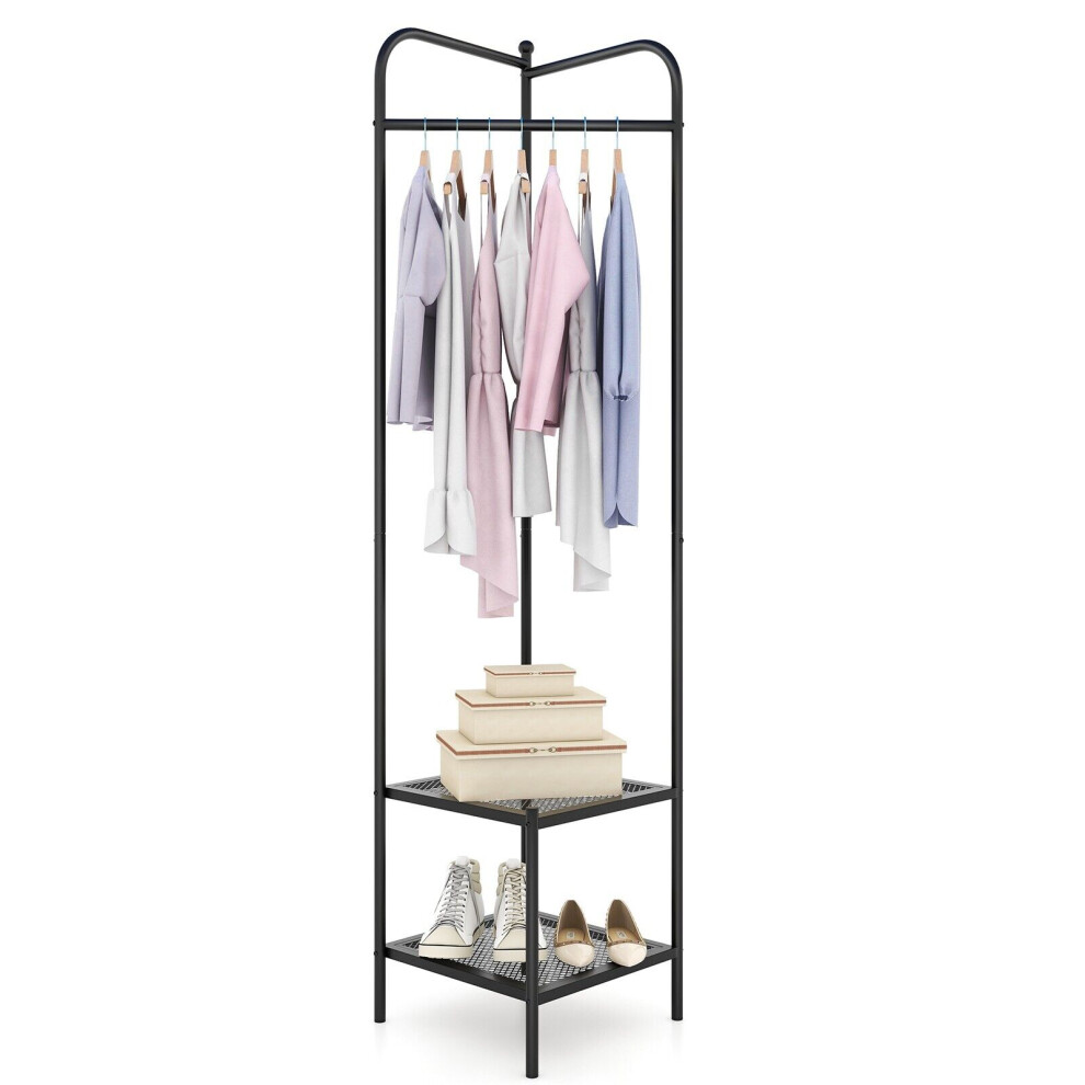 Corner Coat Rack Freestanding Hall Tree Entryway Storage Organizer