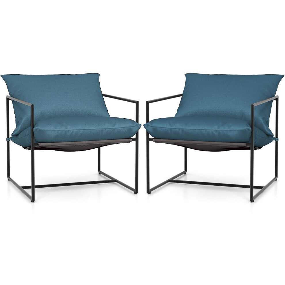 Sling Accent Chairs Set of 2 Outdoor Modern Metal Framed Armchairs