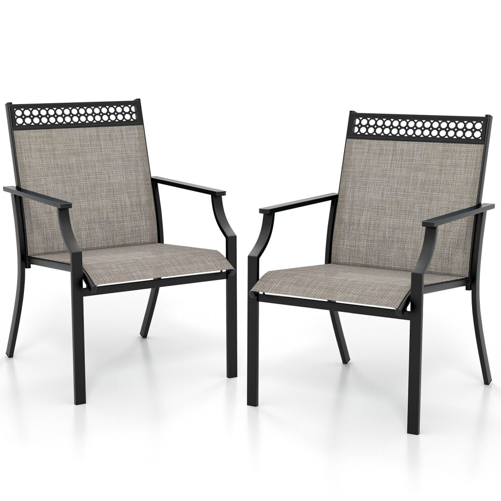 Costway Set Of 2 Outdoor Patio Chairs Dining Chair Set W/High Backrest & Armrests