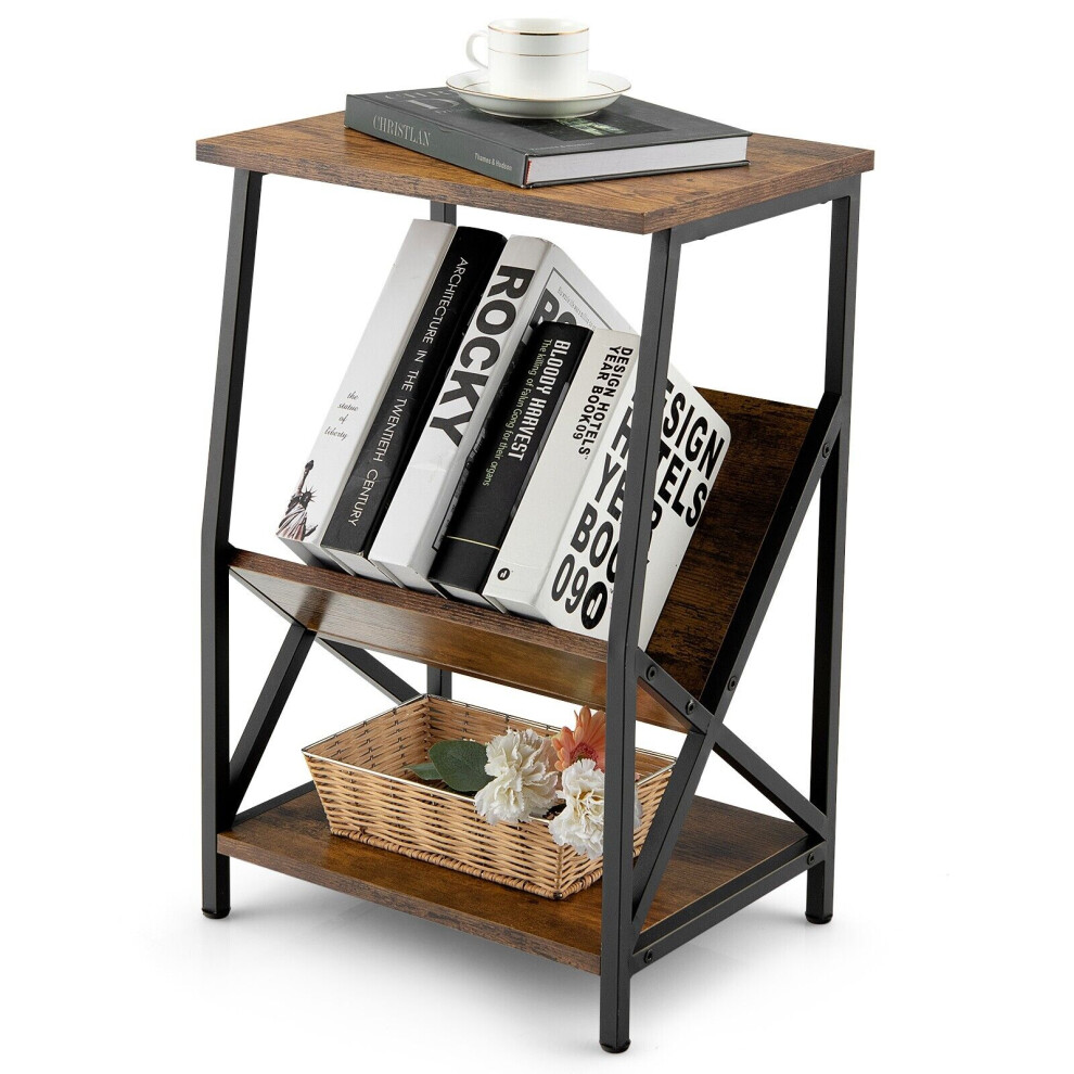 Record Holder Shelf 3-Tier Record Player Stand w/ Magazine Holder