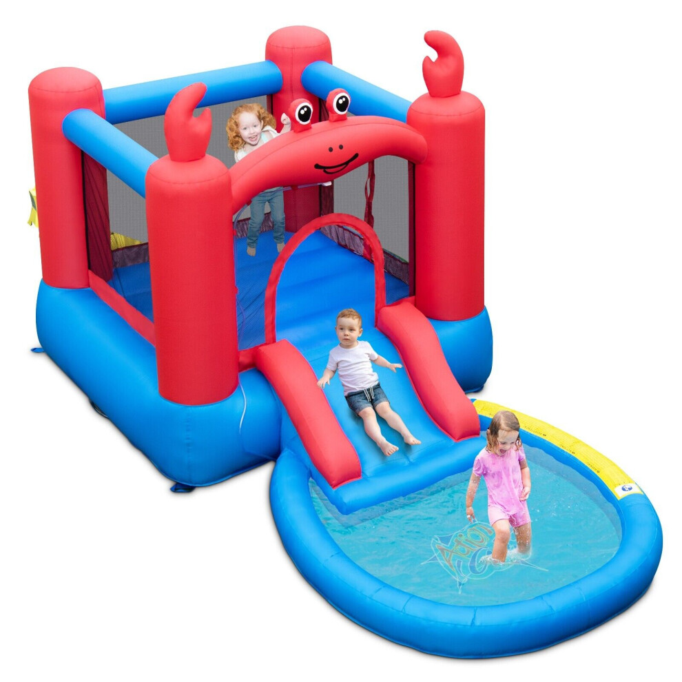 Kids Inflatable Bounce House Red Crab-themed Water Slide Park Bouncy Castle