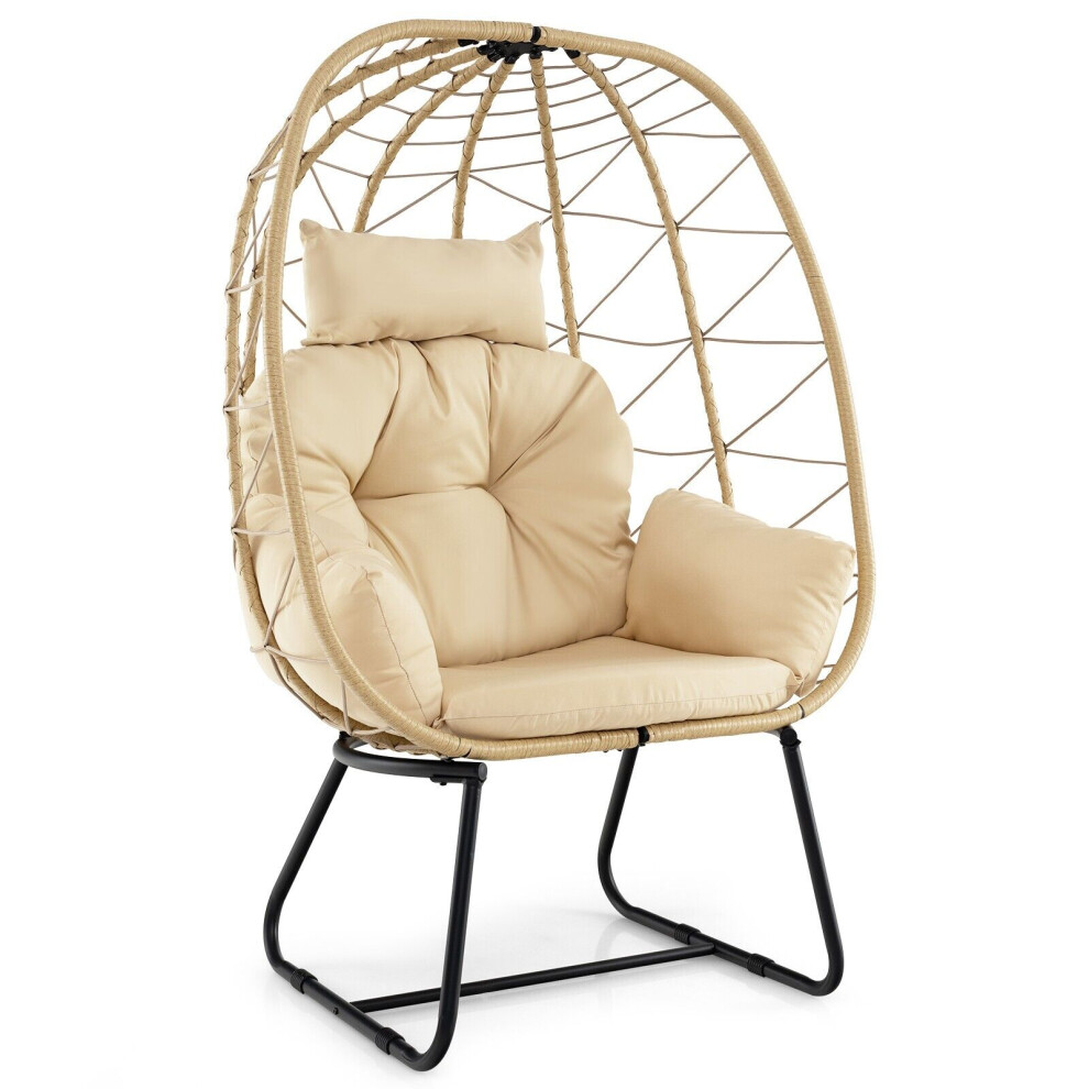 PE Wicker Egg Chair Indoor Outdoor Lounge Chair Patio Basket Chair