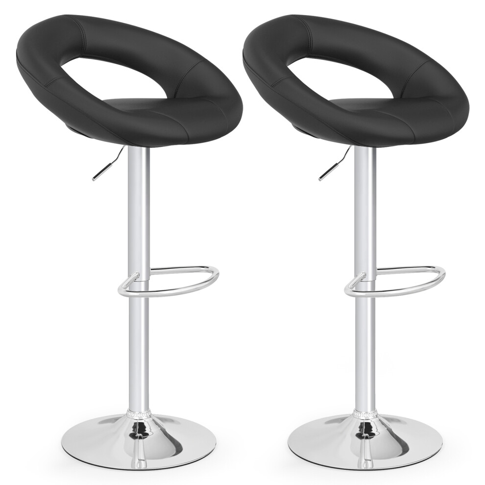 Swivel Bar Stool Set of 2 Height Adjustable PU Leather Counter Stools