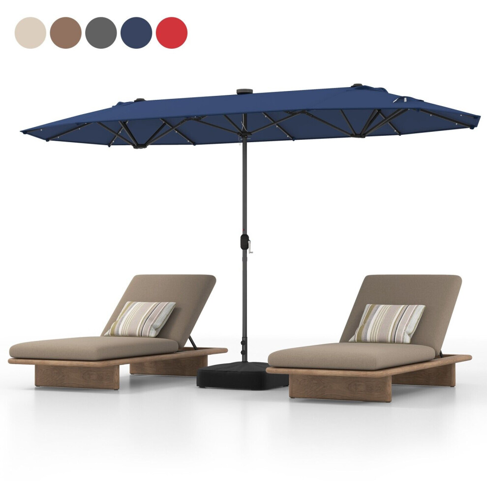 4M Double Sided Outdoor Umbrella Twin Extra Large Patio Umbrella w/Base