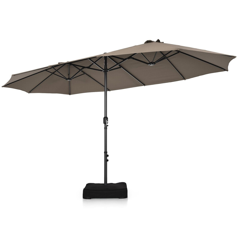 15FT Outdoor Double Sided Umbrella Twin Size Patio Parasol-Coffee