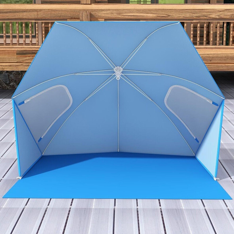 Convertible Beach Tent 2-In-1 Sun Umbrella Beach Shade Shelter 2-4People