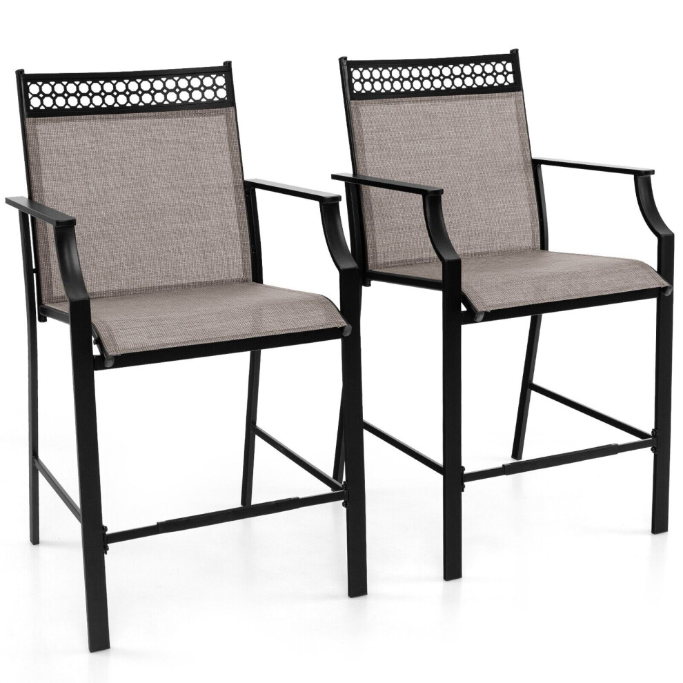 Outdoor Patio Chair Set of 2 Home Patio Counter Height Chairs w/Footrest