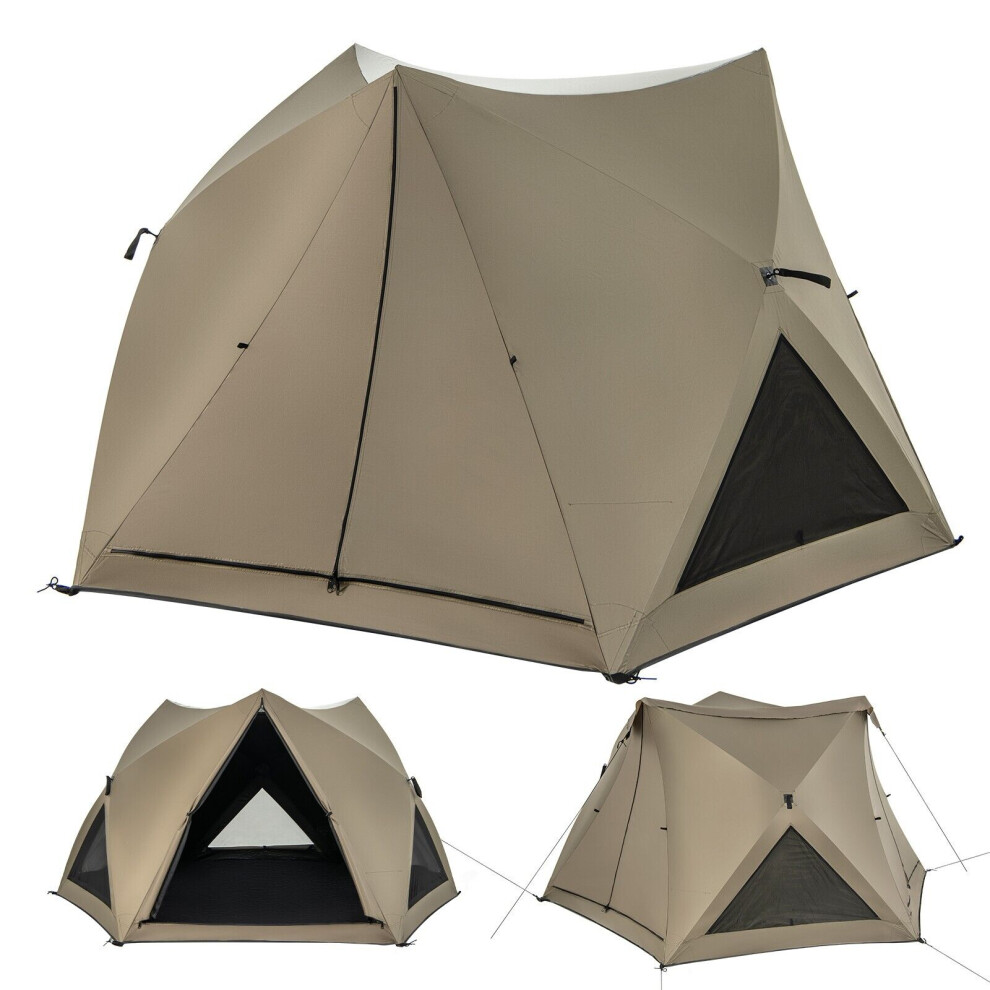 6 People Pop-up Camping Tent 6-Sided Family Tent Portable Hiking Tent