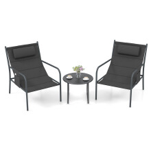 3 Piece Outdoor Bistro Set Patio Metal Chair & Coffee Table Set