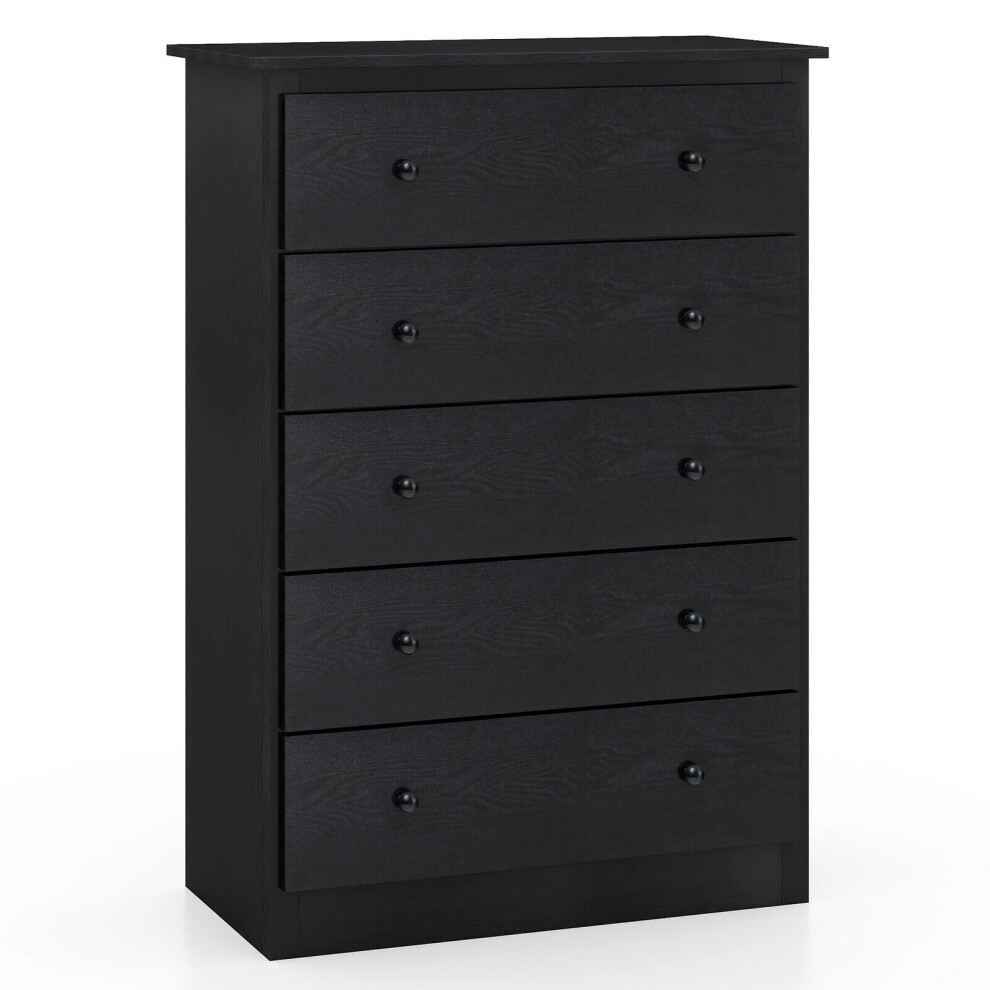 5 Drawer Dresser Modern Chest Of Drawers 115cm Storage Organizer-Black