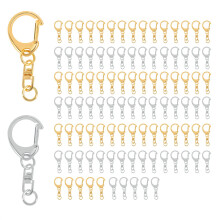 100 Pc D Hook Keychain Hardware with Jump Rings, with Chain for Craft