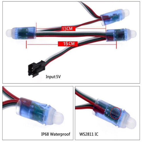 50Pcs 4M DC5V WS2811 Full Color LED Pixel Light Module 12mm 15cm 2