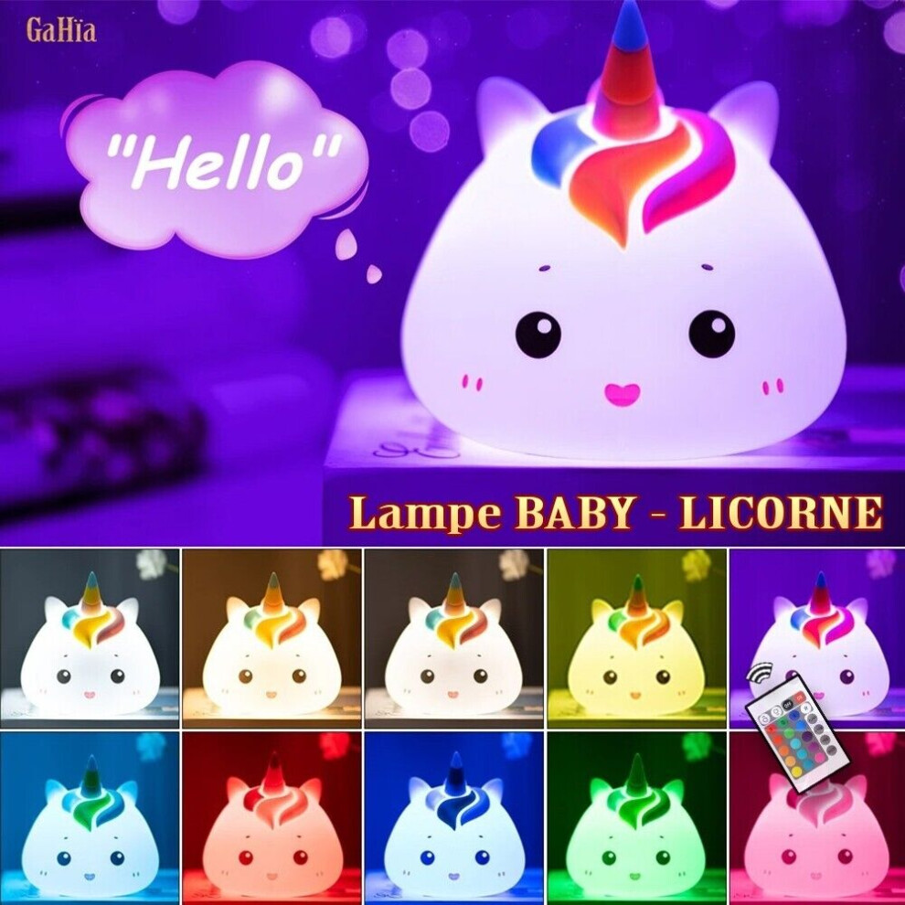 Lampe Baby Licorne Doudou Veilleuse de Nuit Relaxante Portable Pour Bébé Enfant