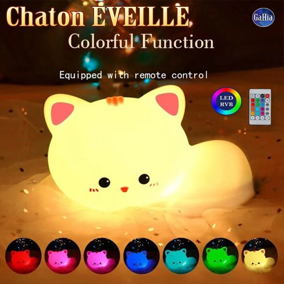 Lampe Baby Chaton Chat Doudou Veilleuse Nuit Relaxante Portable Pour Bébé Enfant-Chat EVEILLE