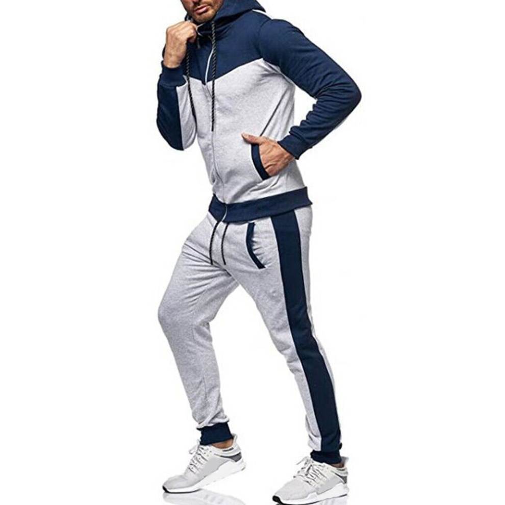 Survêtement En Polaire Technique Pour Hommes Ensemble De Jogging Veste À R-navy blue-2XL