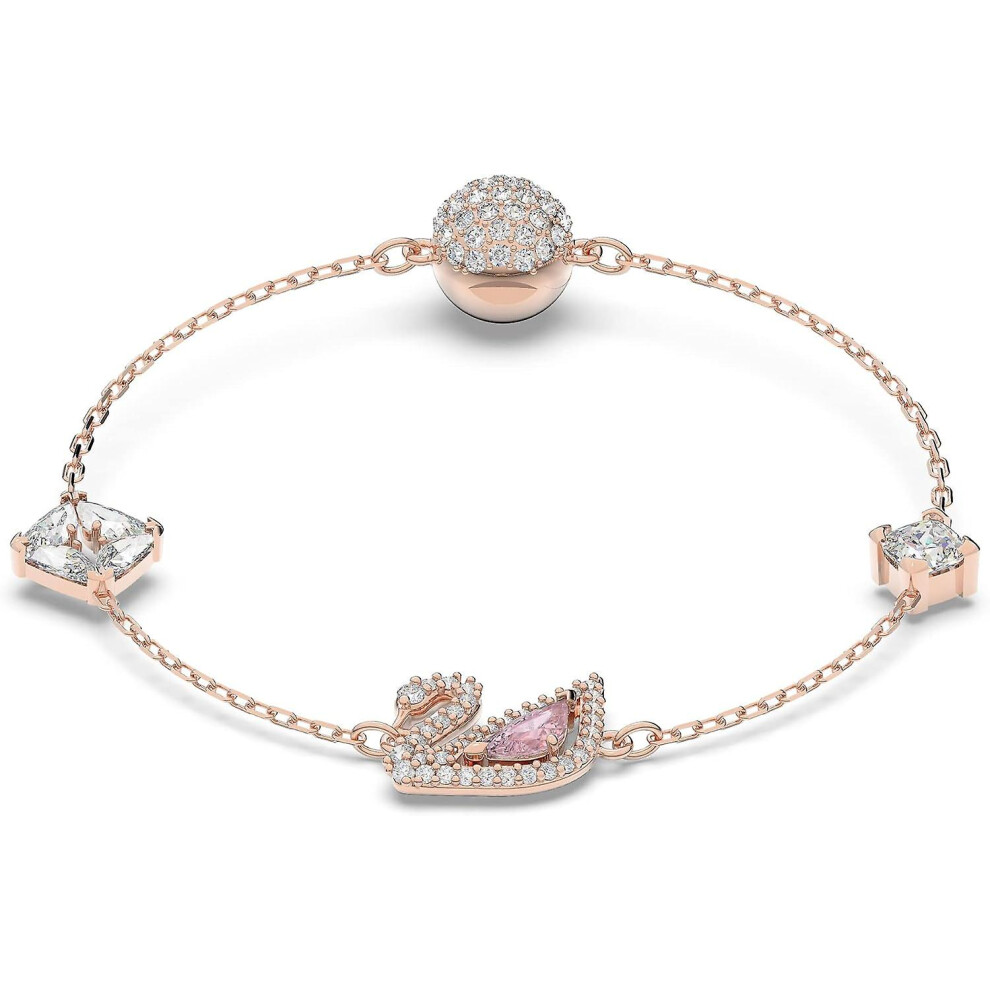 (Bracelet - Rose Gold Tone) Bebetter Dazzling Swan Jewelry Collection, Blue Crystals, Pink Crystals, Clear Crystals