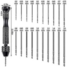 21pcs Pin Vise Set Includes Hand Drill Pin Vise And 20 Pieces Mini Twist Drill Bits (0.3-1.6mm)