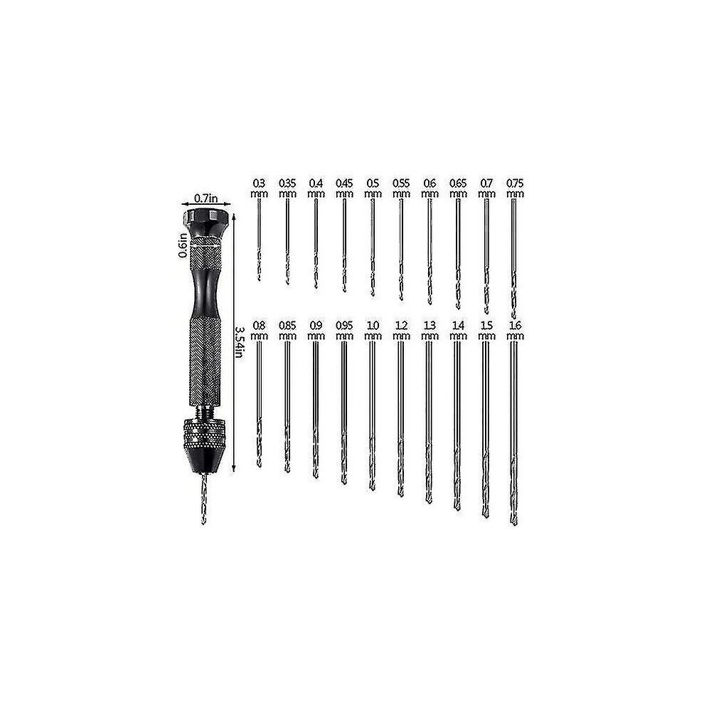 21Pcs Pin Vise Set Includes Hand Drill Pin Vise And 20 Pieces Mini Twist Drill Bits (0.3-1.6Mm) 8994439898180
